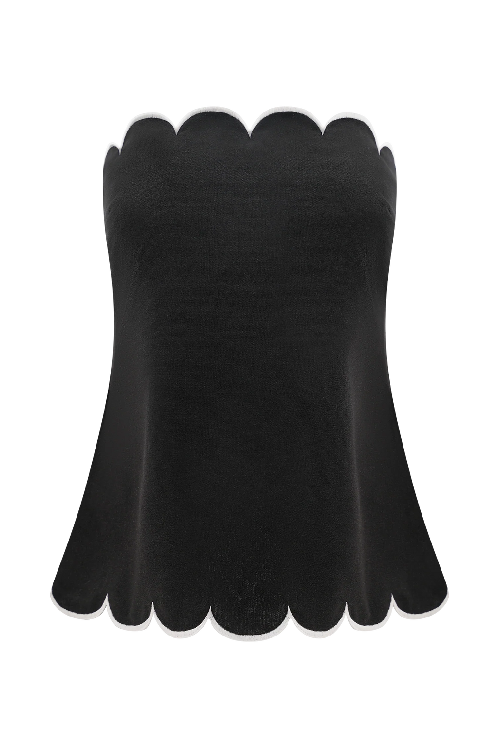 Judith Strapless Scallop Top - Black