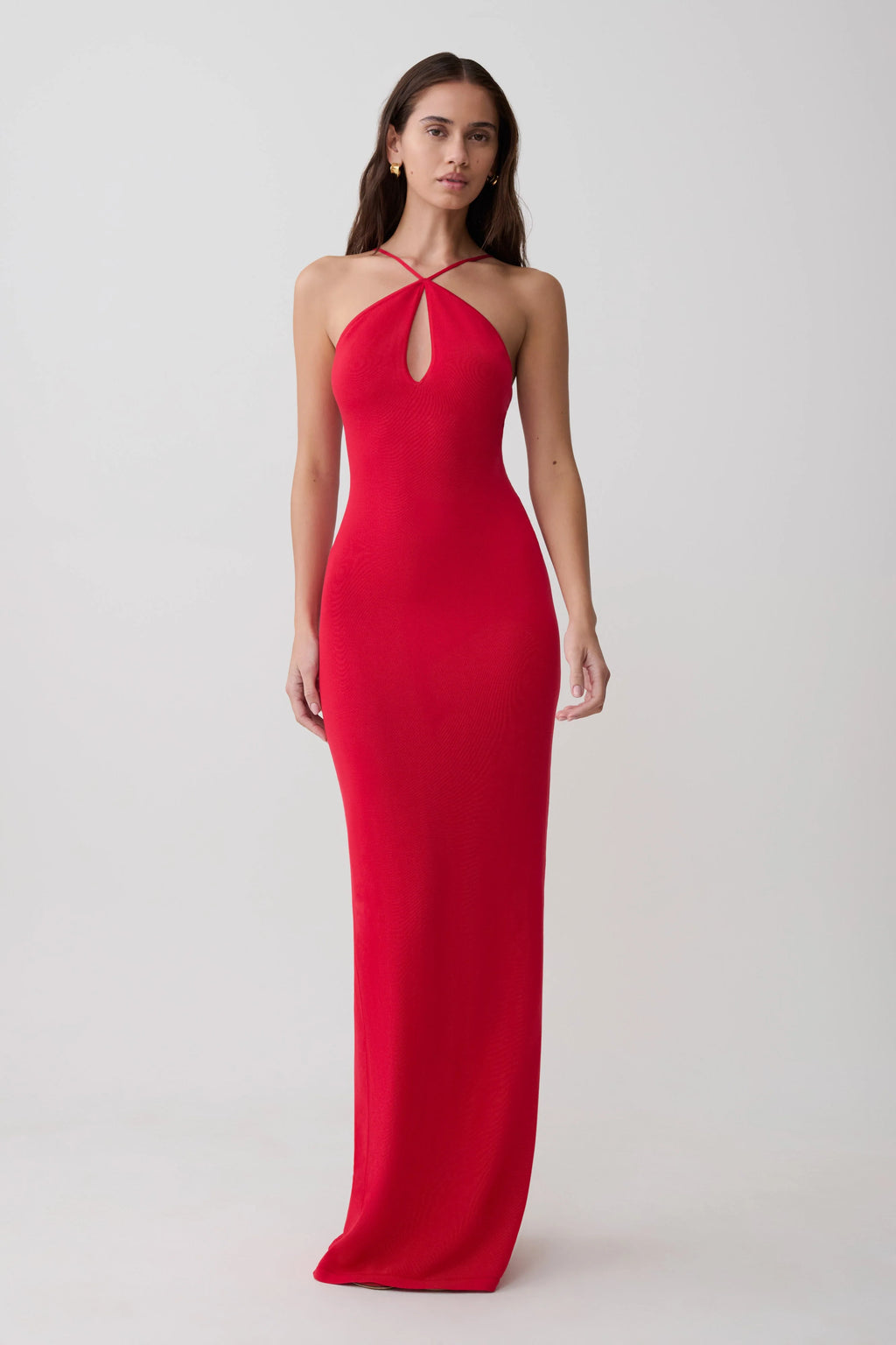 Ashtin Cross Front Knit Maxi Dress - Red