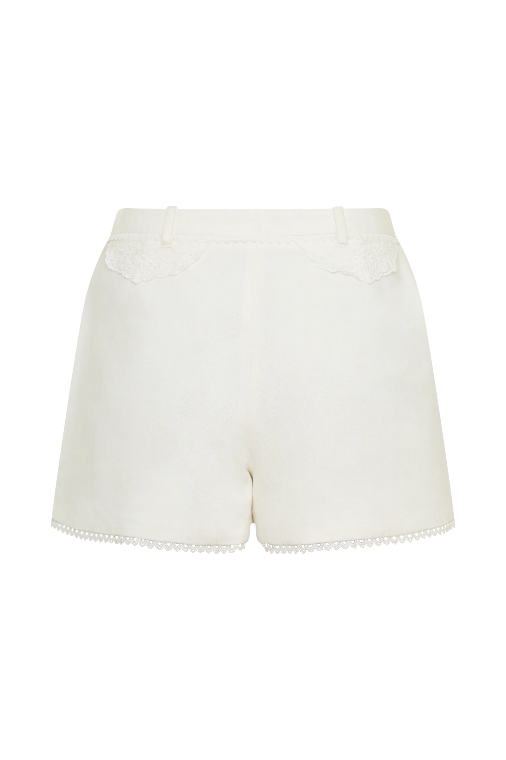 Melody Linen Short With Lace - White