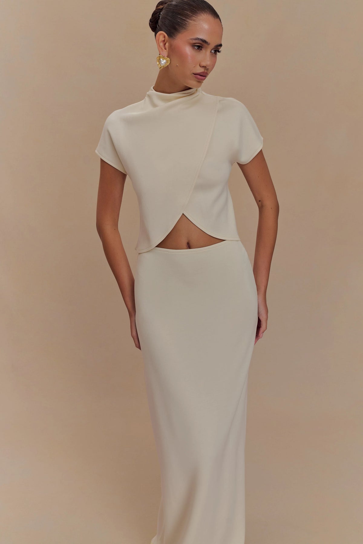Eris Scuba Jersey Maxi Skirt - Ivory