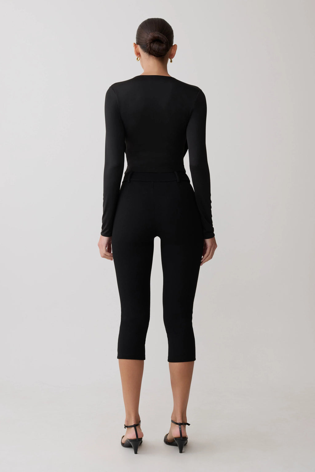 Ren Cowl Long Sleeve Slinky Bodysuit - Black