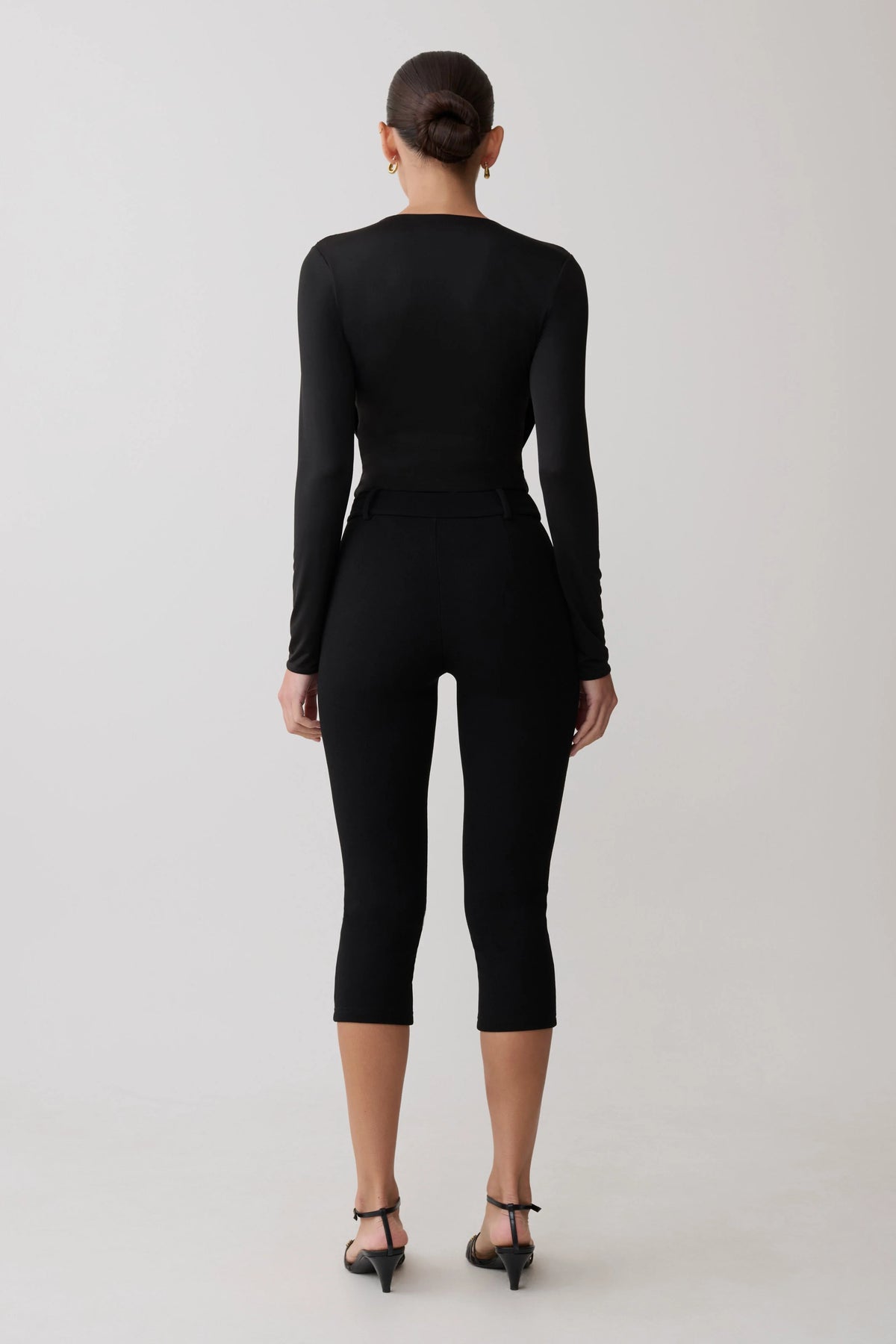 Ren Cowl Long Sleeve Slinky Bodysuit - Black