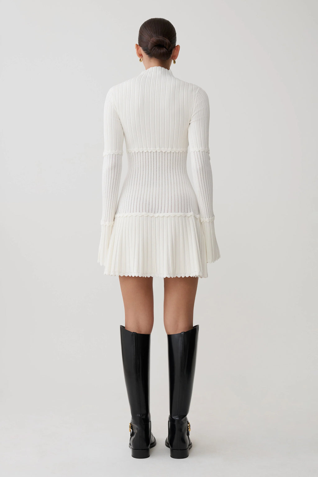 Adena Pointelle Knit Mini Dress - Ivory