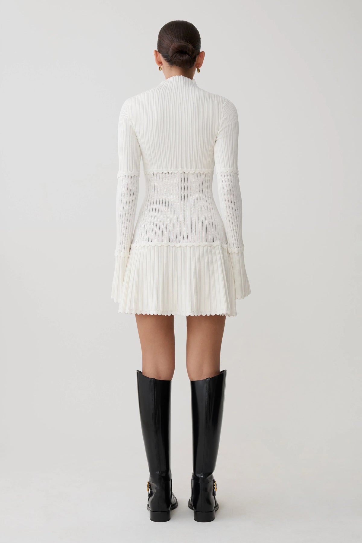 Adena Pointelle Knit Mini Dress - Ivory