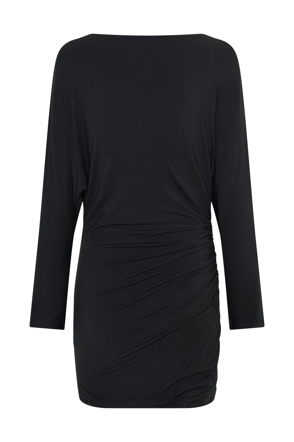 Thao Long Sleeve Gathered Mini Dress - Dark Charcoal
