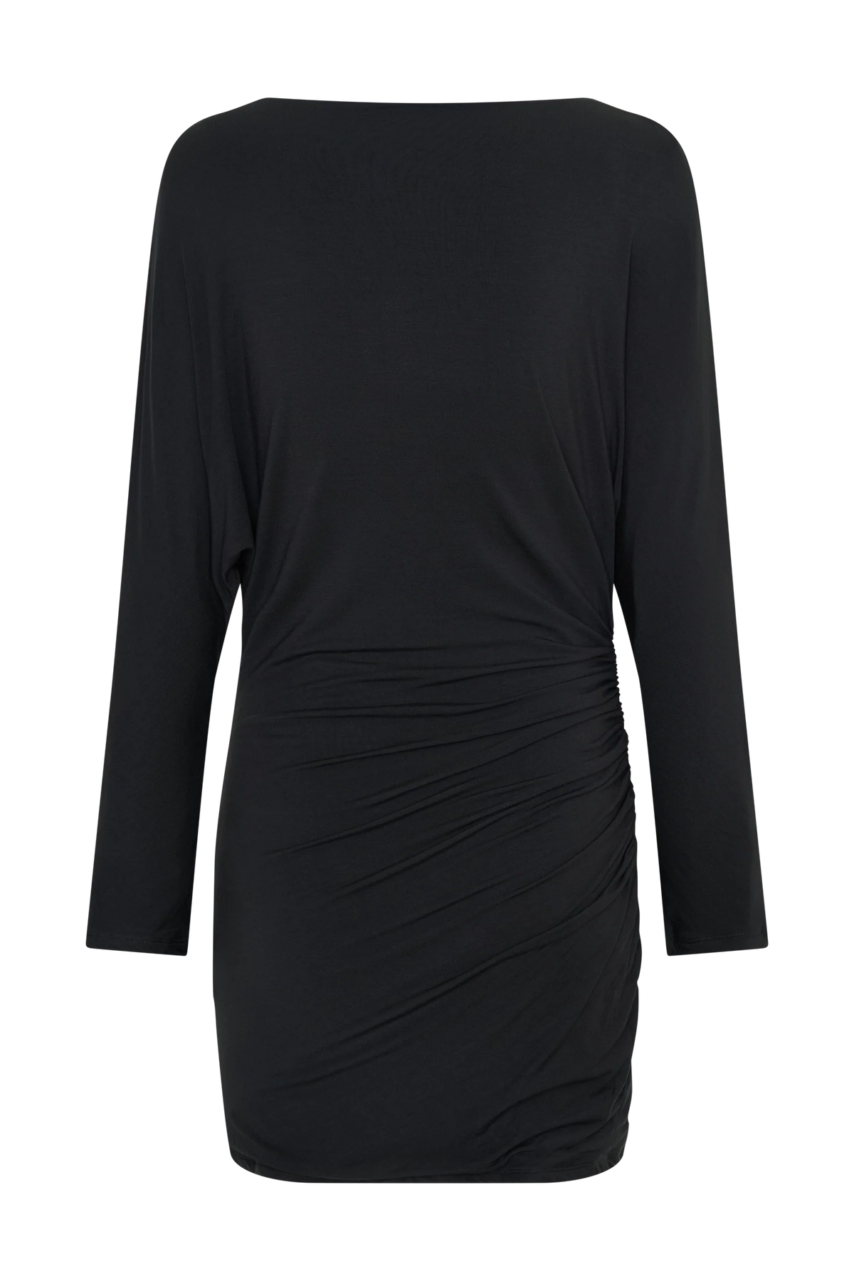 Thao Long Sleeve Gathered Mini Dress - Dark Charcoal