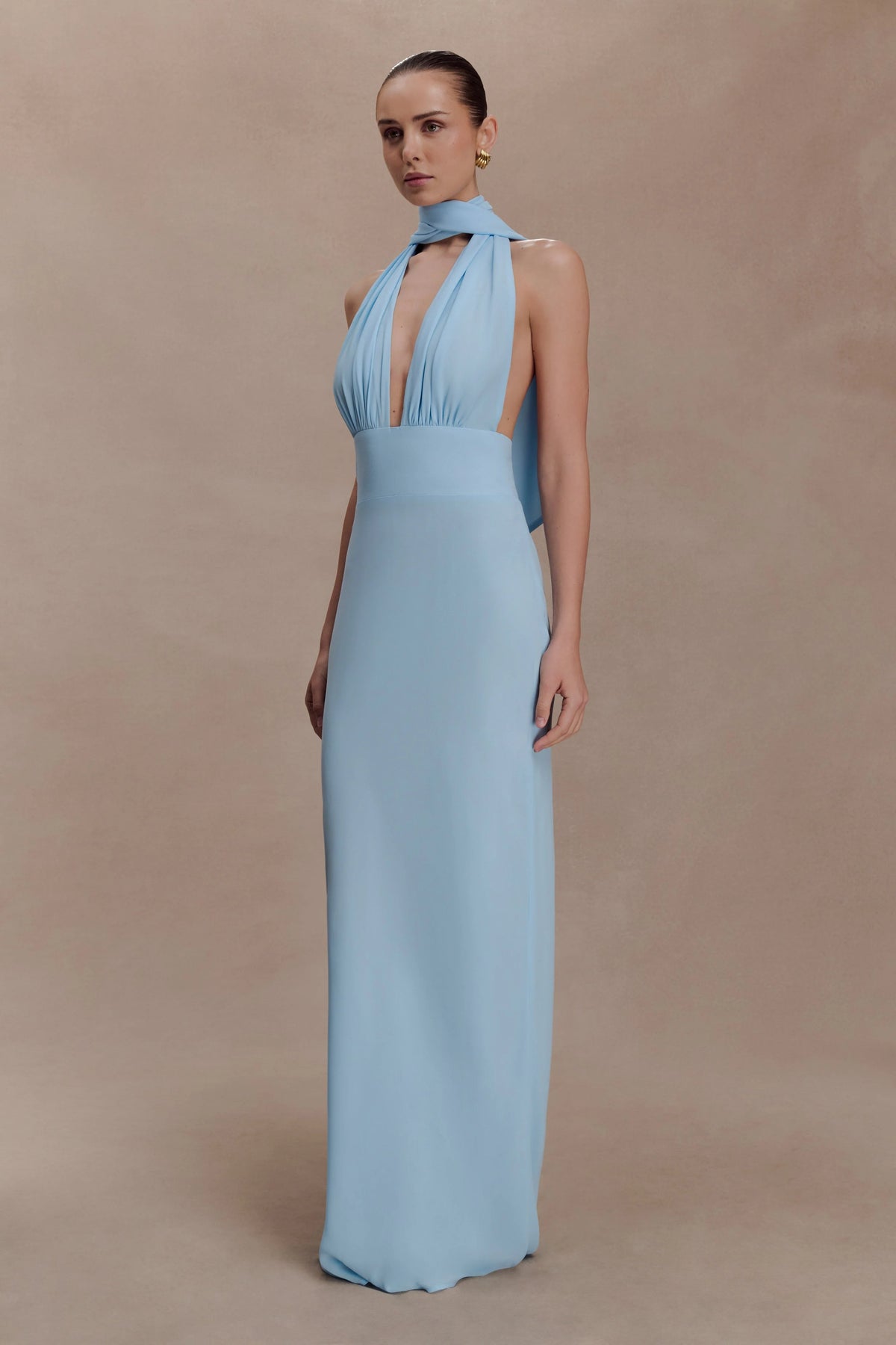 Nadine Halter Chiffon Maxi Dress - Blue
