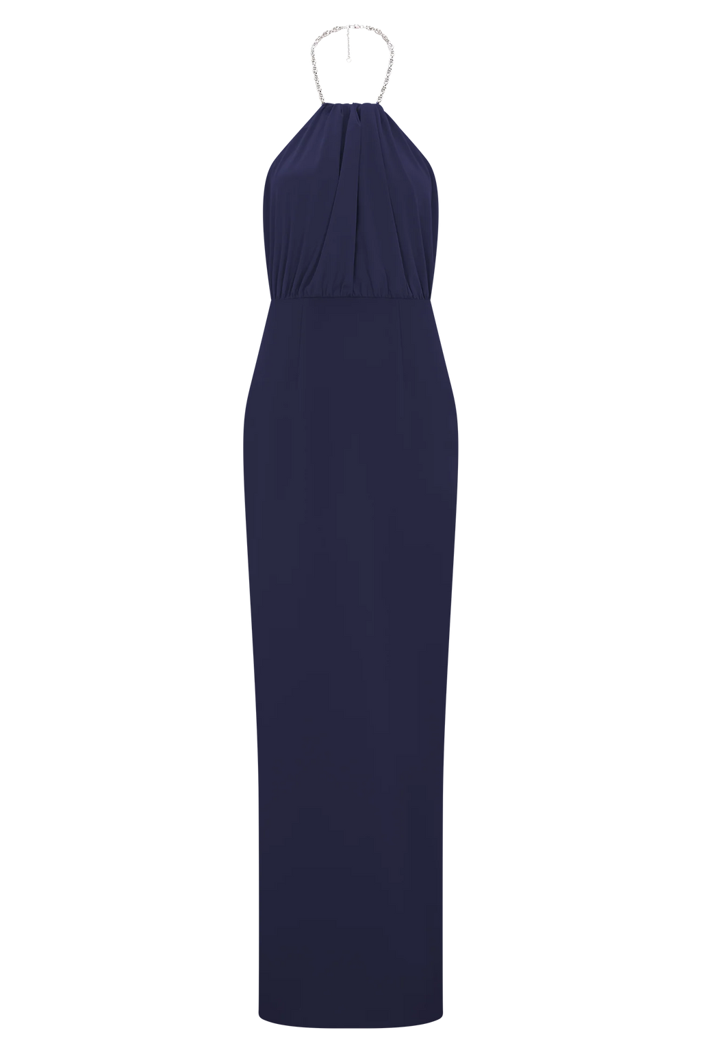 Elina Satin Necklace Maxi Dress - Navy
