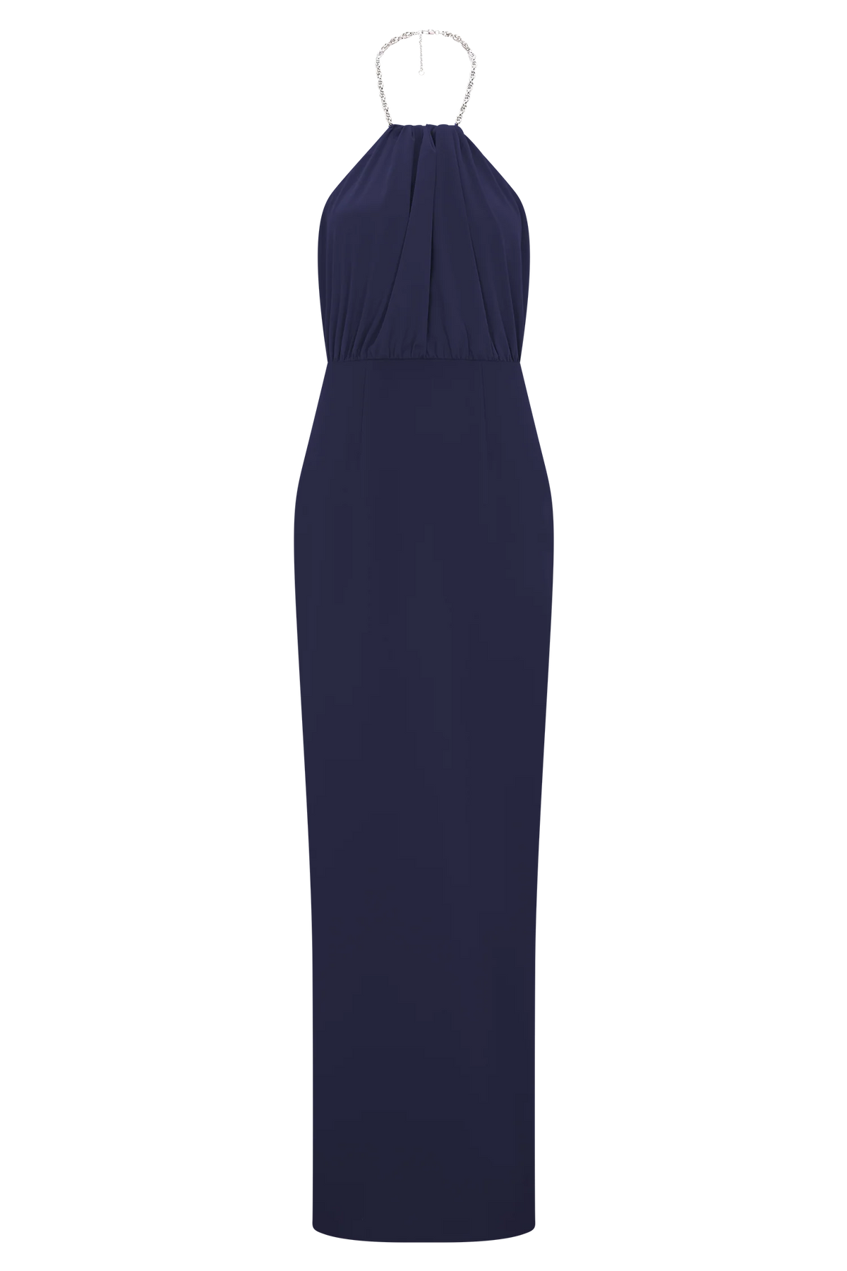 Elina Satin Necklace Maxi Dress - Navy