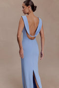 Galilea Crepe Draped Maxi Dress - Cornflower Blue