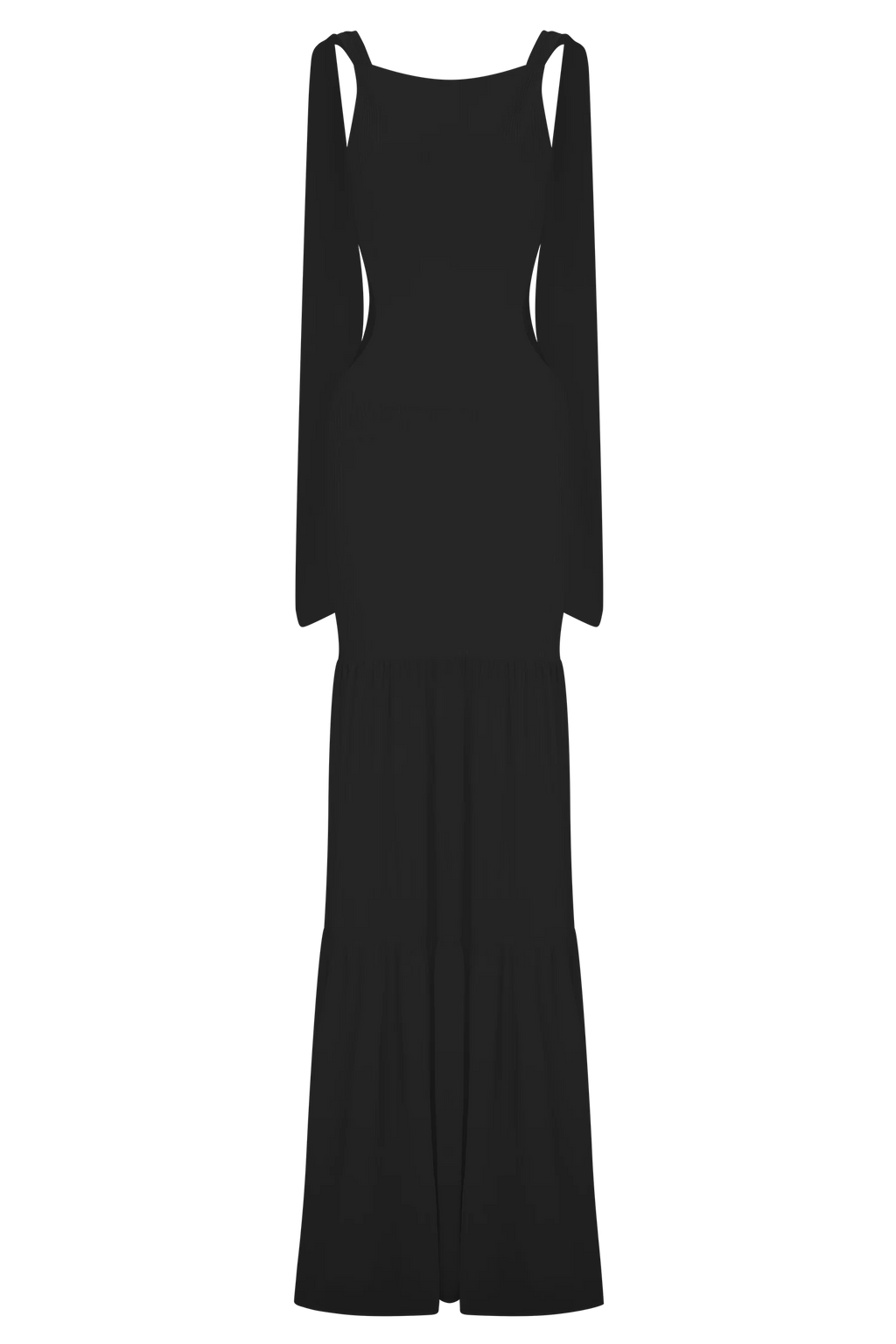 Haille Knit Chiffon Maxi Dress - Black