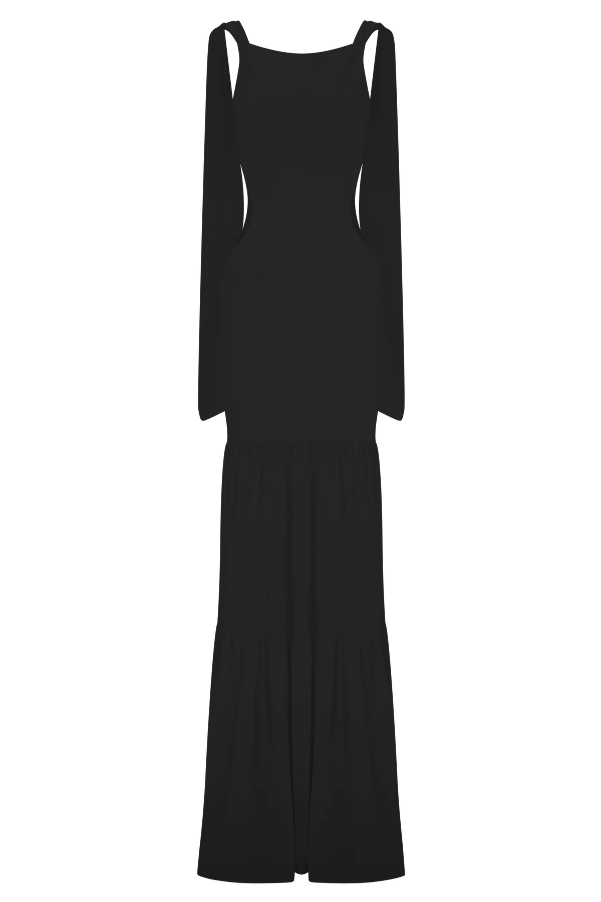 Haille Knit Chiffon Maxi Dress - Black