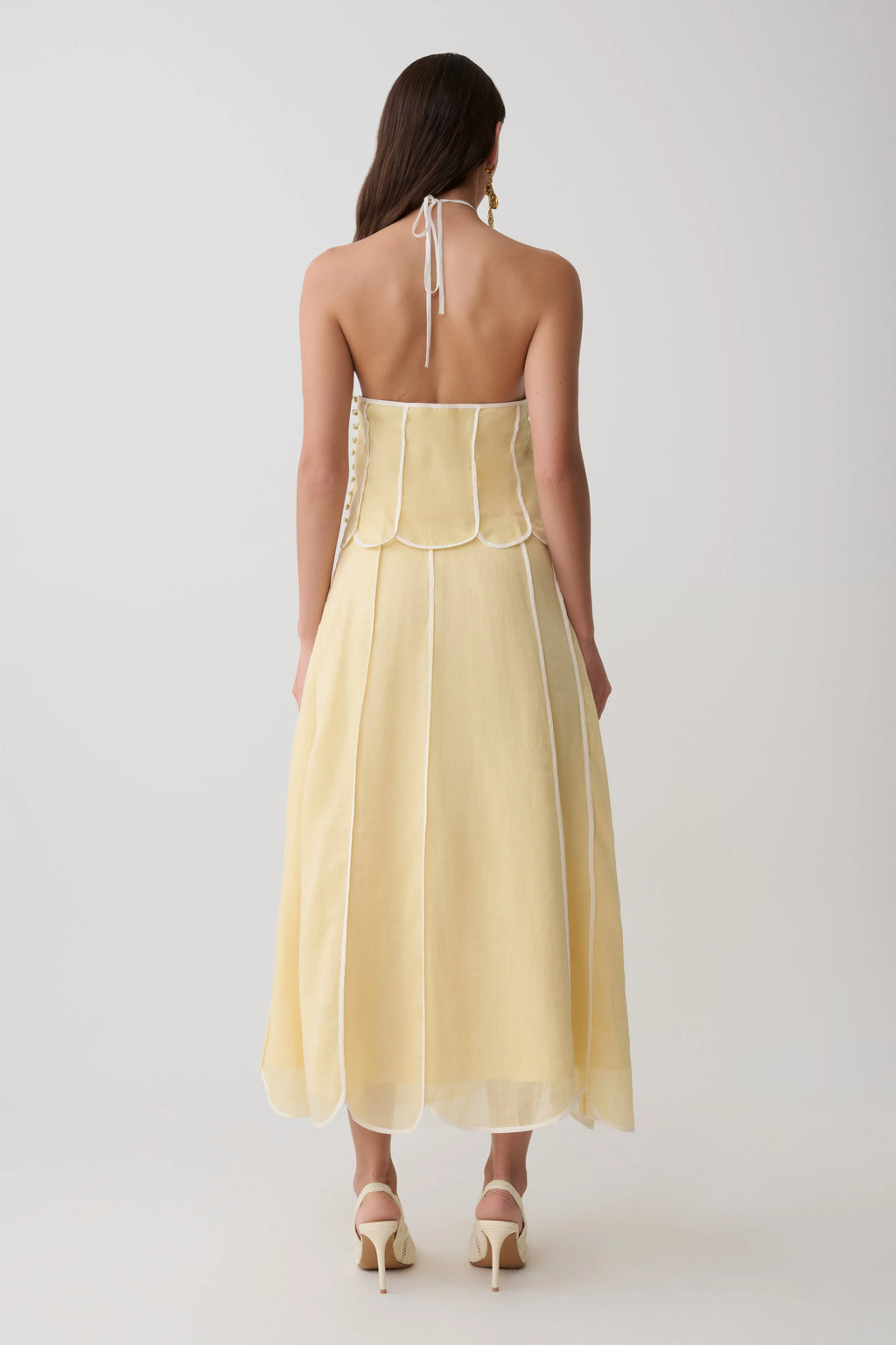 Georgia Panelled Halter Sleeveless Top - Butter