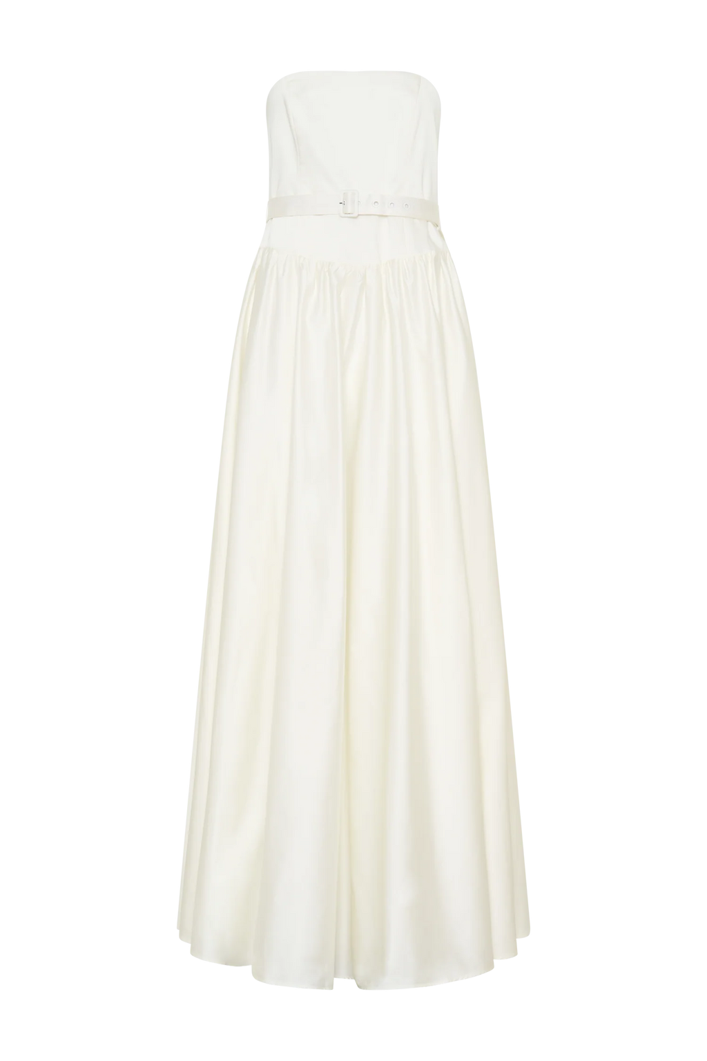 Florence Strapless Belted Maxi Dress - White
