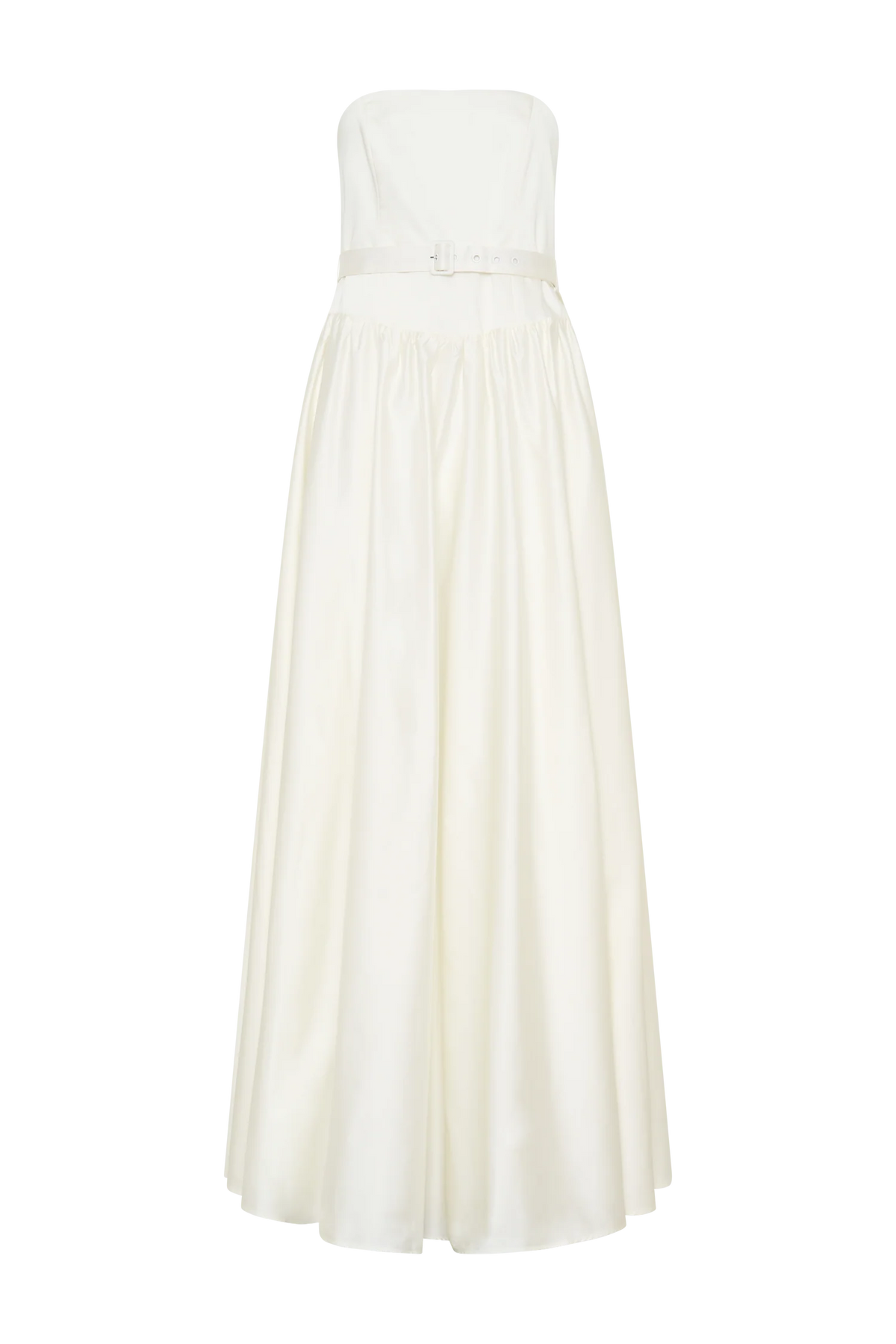 Florence Strapless Belted Maxi Dress - White