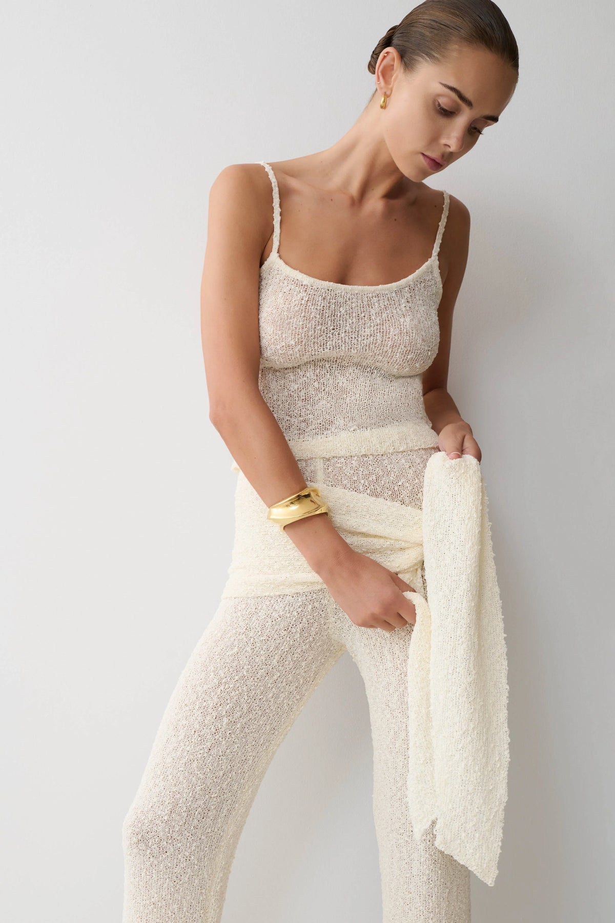 Mattais Boucle Knit Pants - Ivory