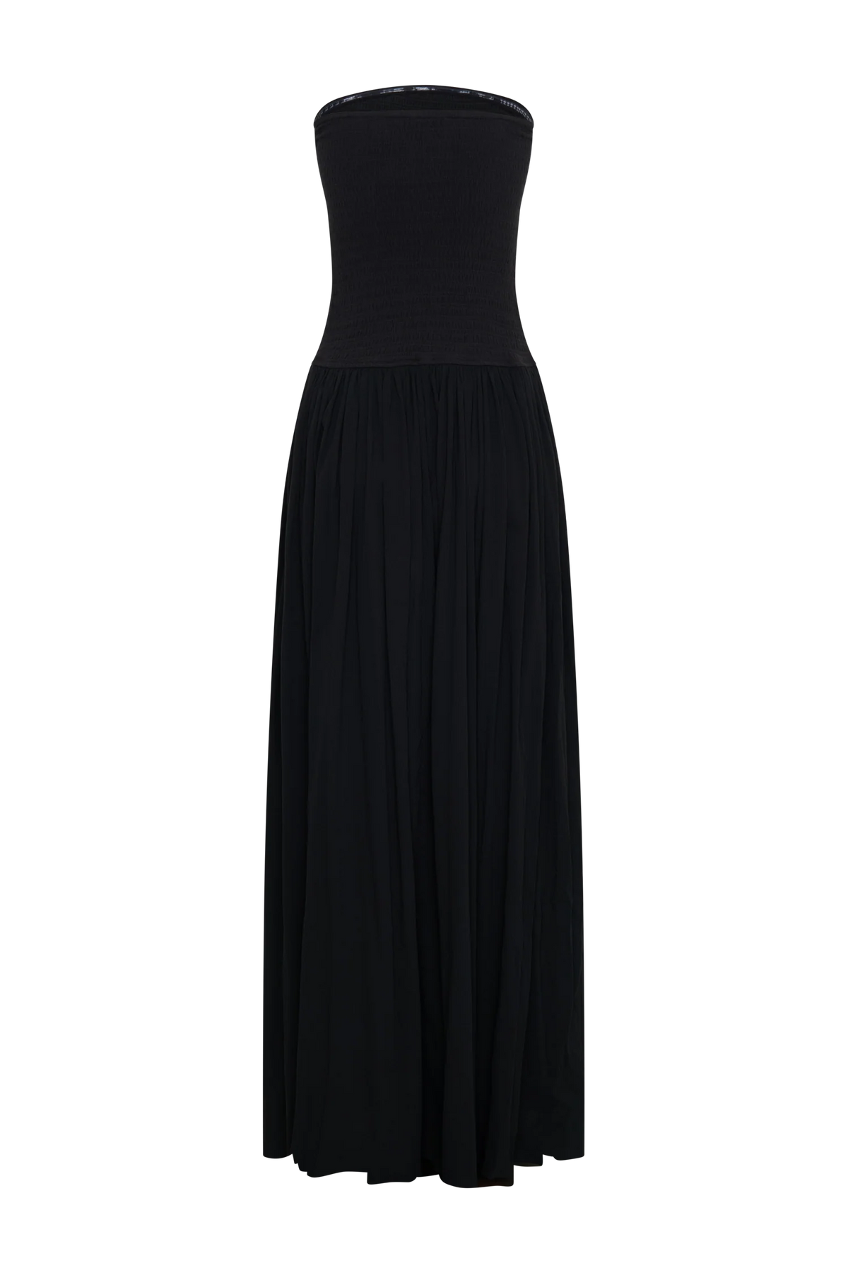 Maureen Cotton Shirring Maxi Dress - Black