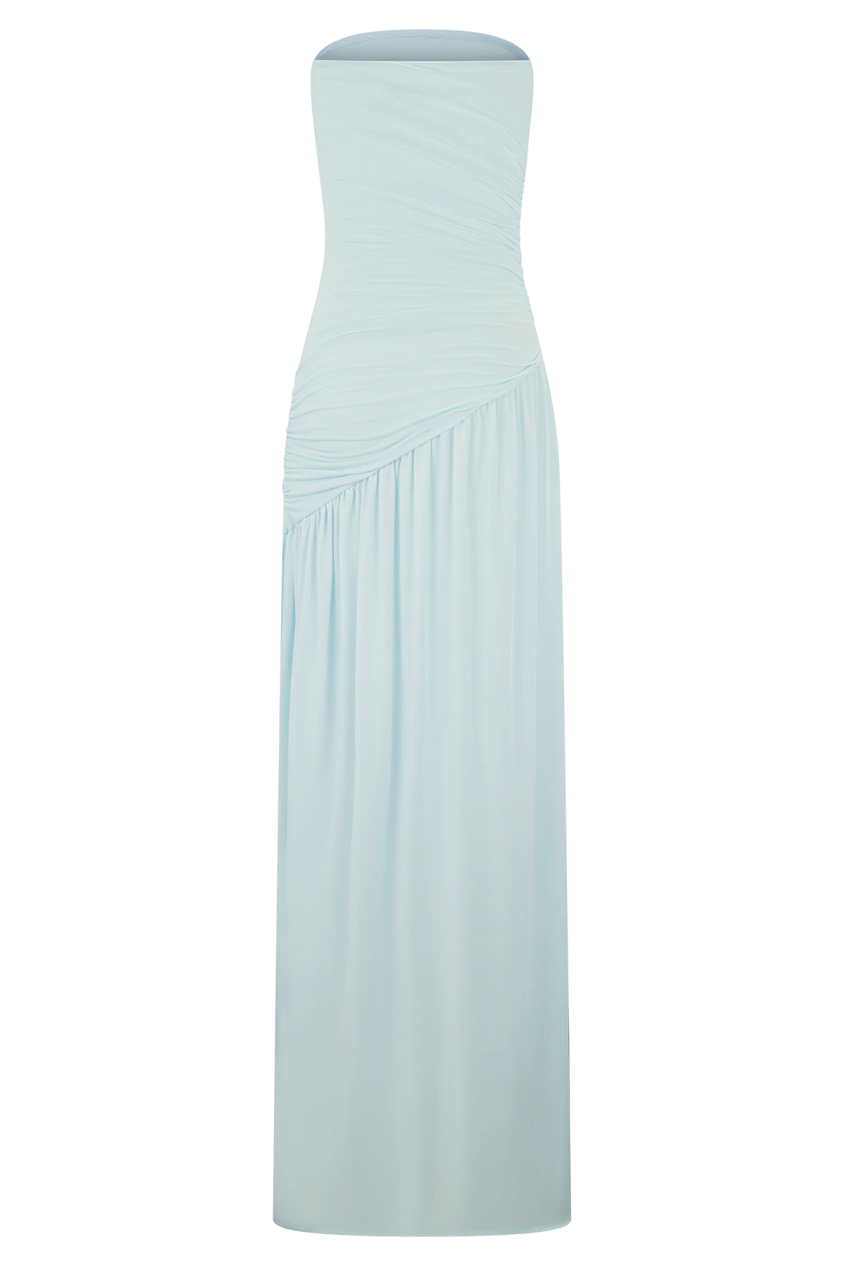 Bex Strapless Slinky Maxi Dress With Split - Pale Blue
