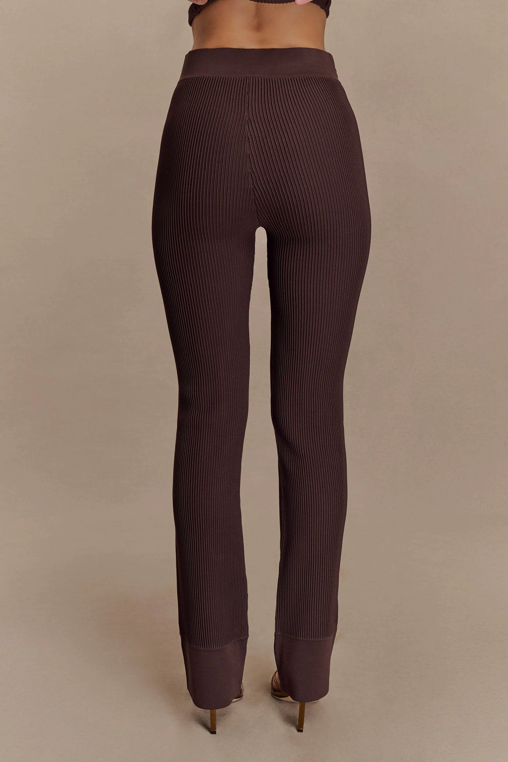 Elodie Ribbed Knit Pants - Chocolate