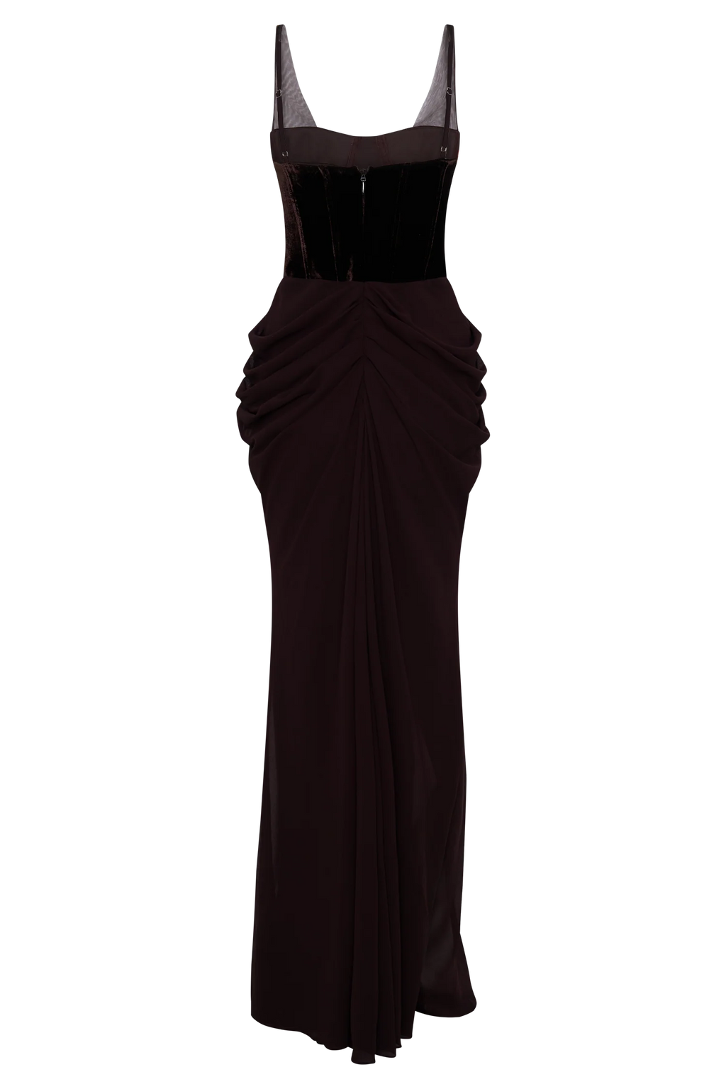 Roxanne Velvet Corset Maxi Dress - Cacao Brown