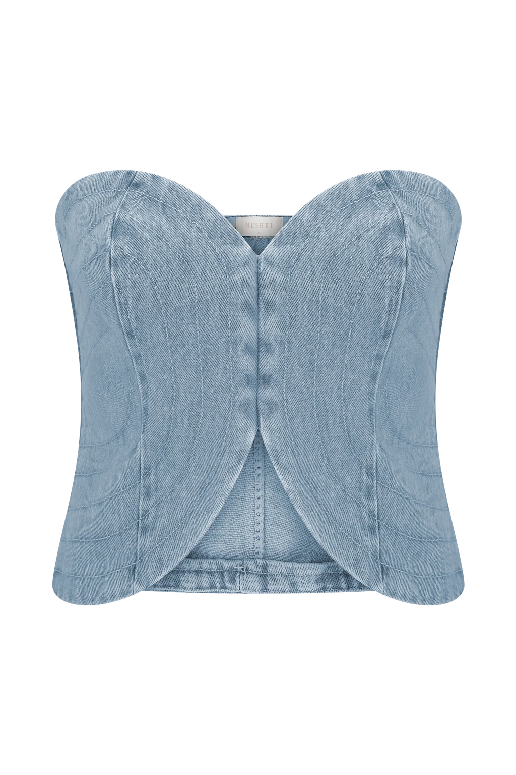 Tully Strapless Topstitch Denim Top - 80'S Blue