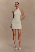 Mariposa Slinky Halter Mini Dress - Ivory