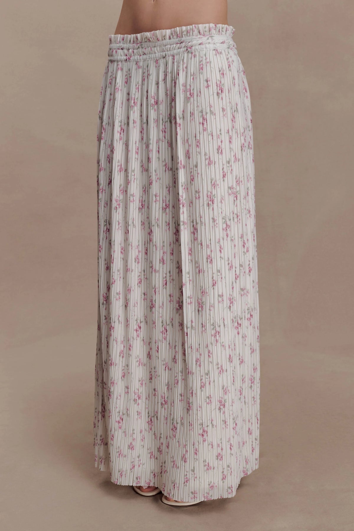 Amaris Gathered Plisse Maxi Skirt - Floral Ditsy Print