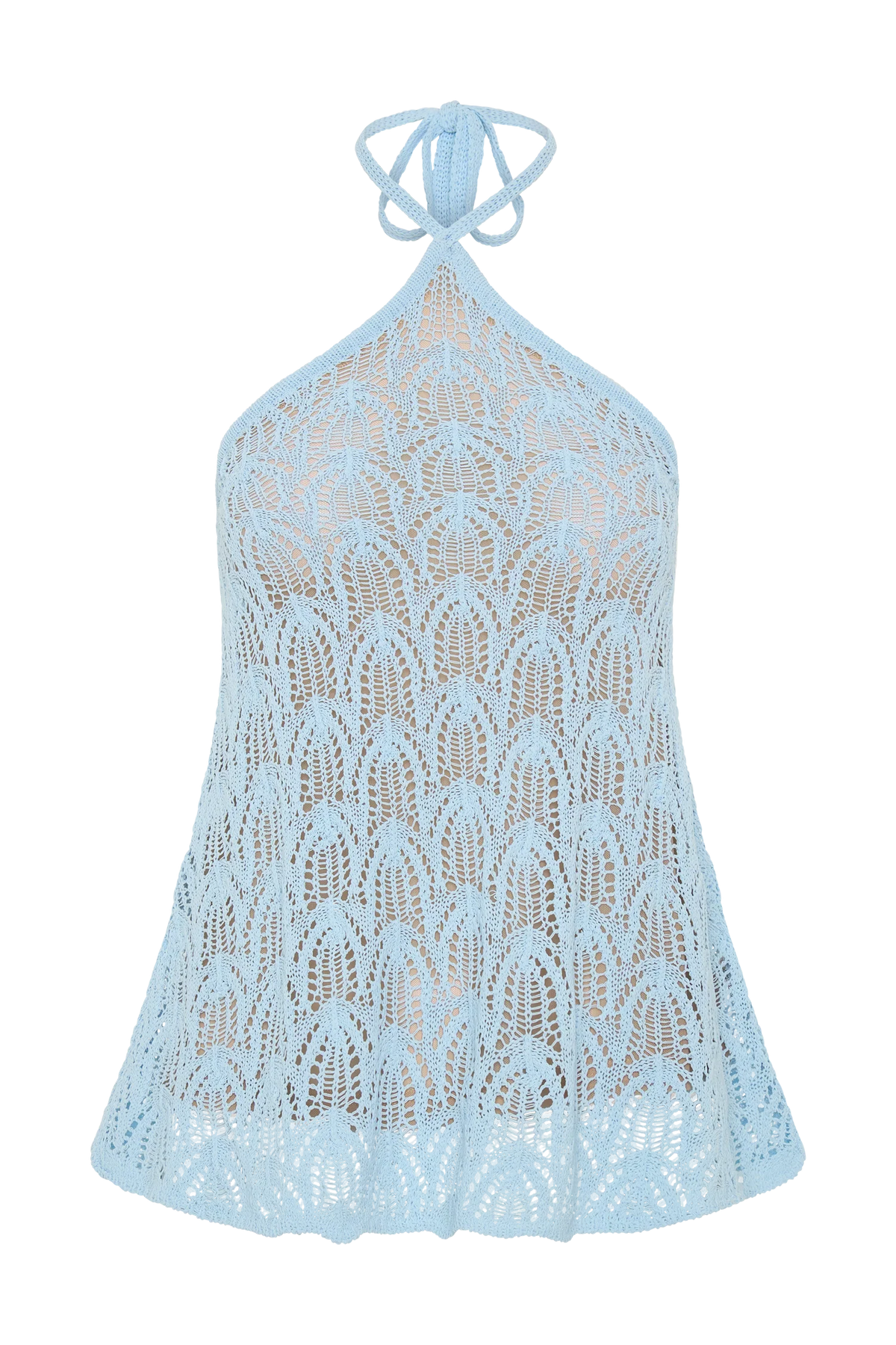 Corey Crochet Halter Neck Top - Light Blue