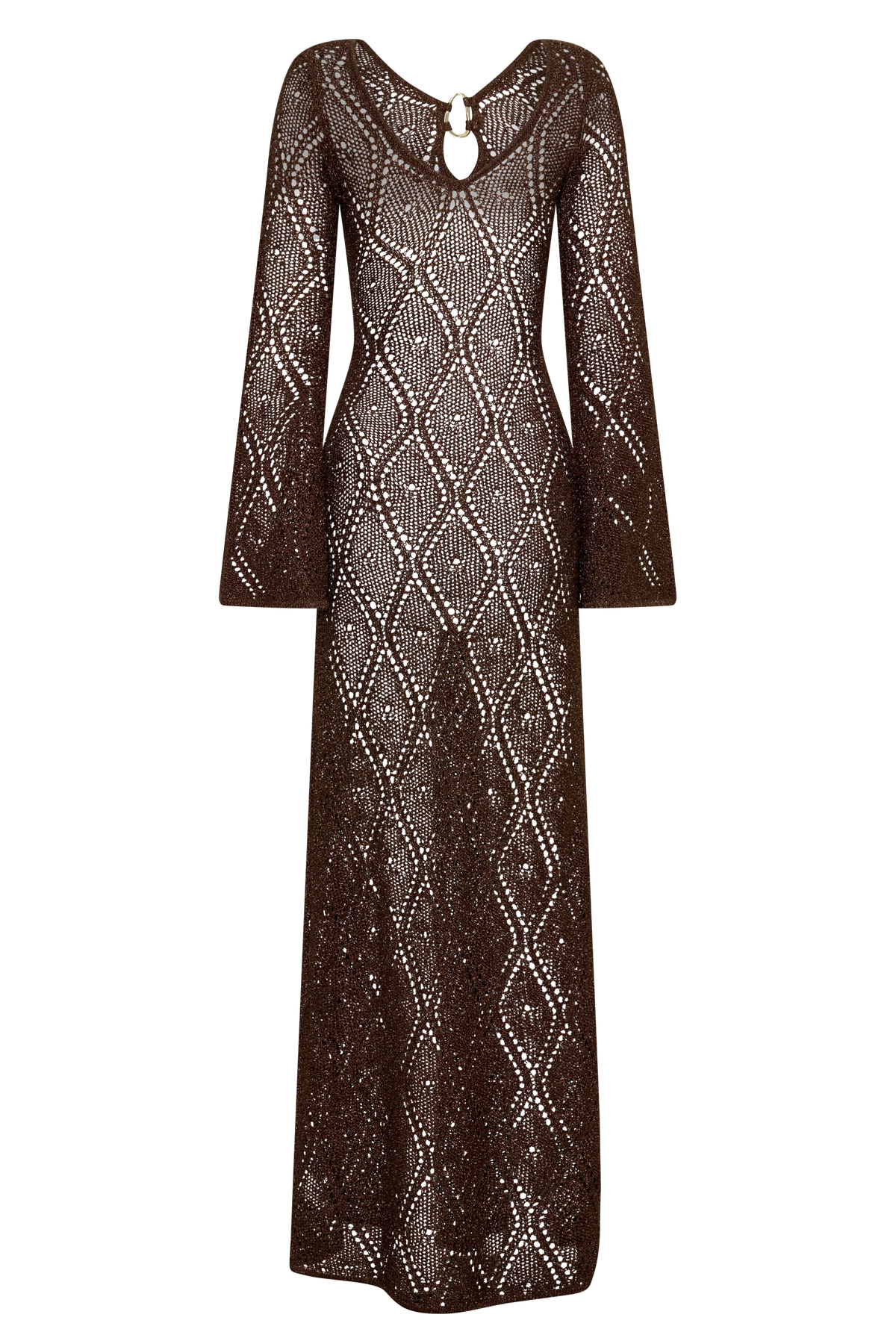 Chelsea Lurex Crochet Maxi Dress - Bronze