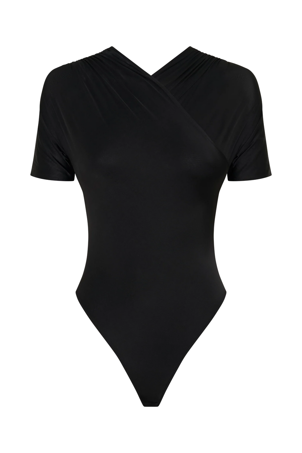Junie Shortsleeve Cross-Over Bodysuit - Black
