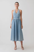 Miller Denim Halter Midi Dress - Classic Blue