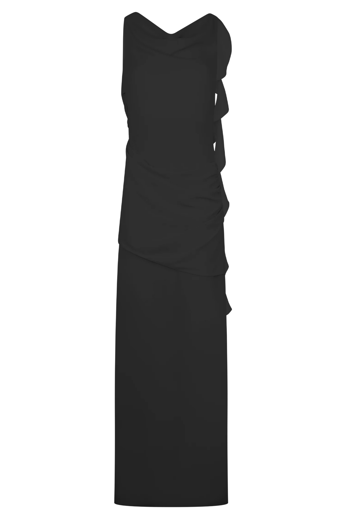 Daria Draped Chiffon Maxi Dress - Black