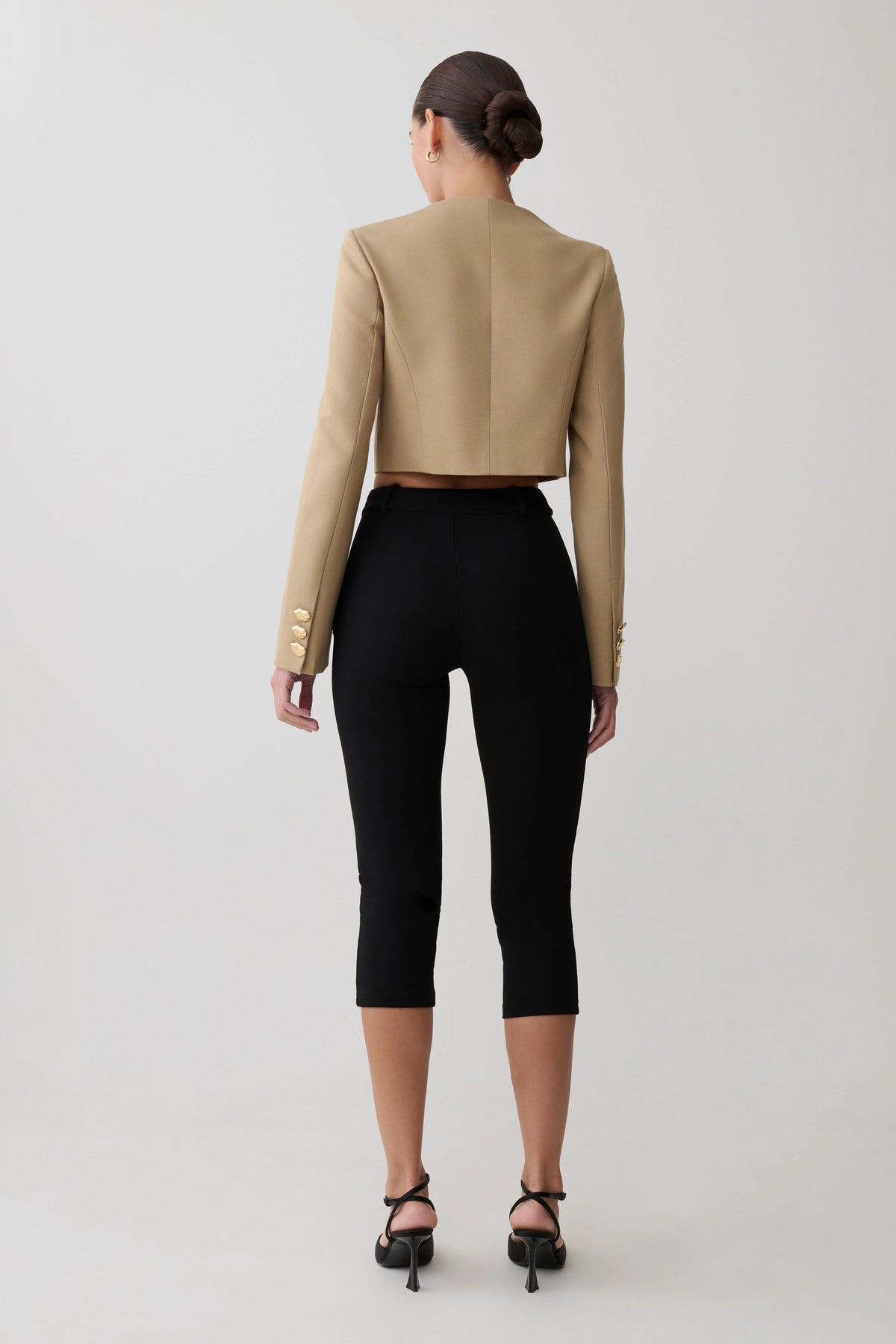 Marielle Button Up Cropped Jacket - Taupe