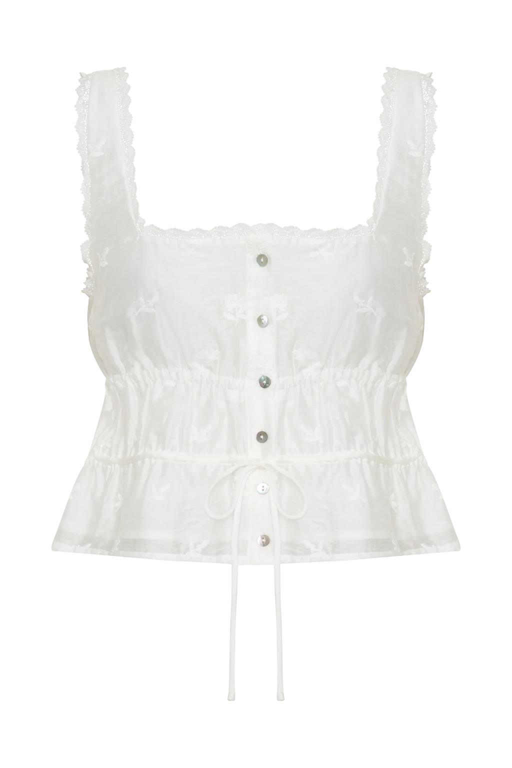 Vivian Embroidered Sleeveless Top - White