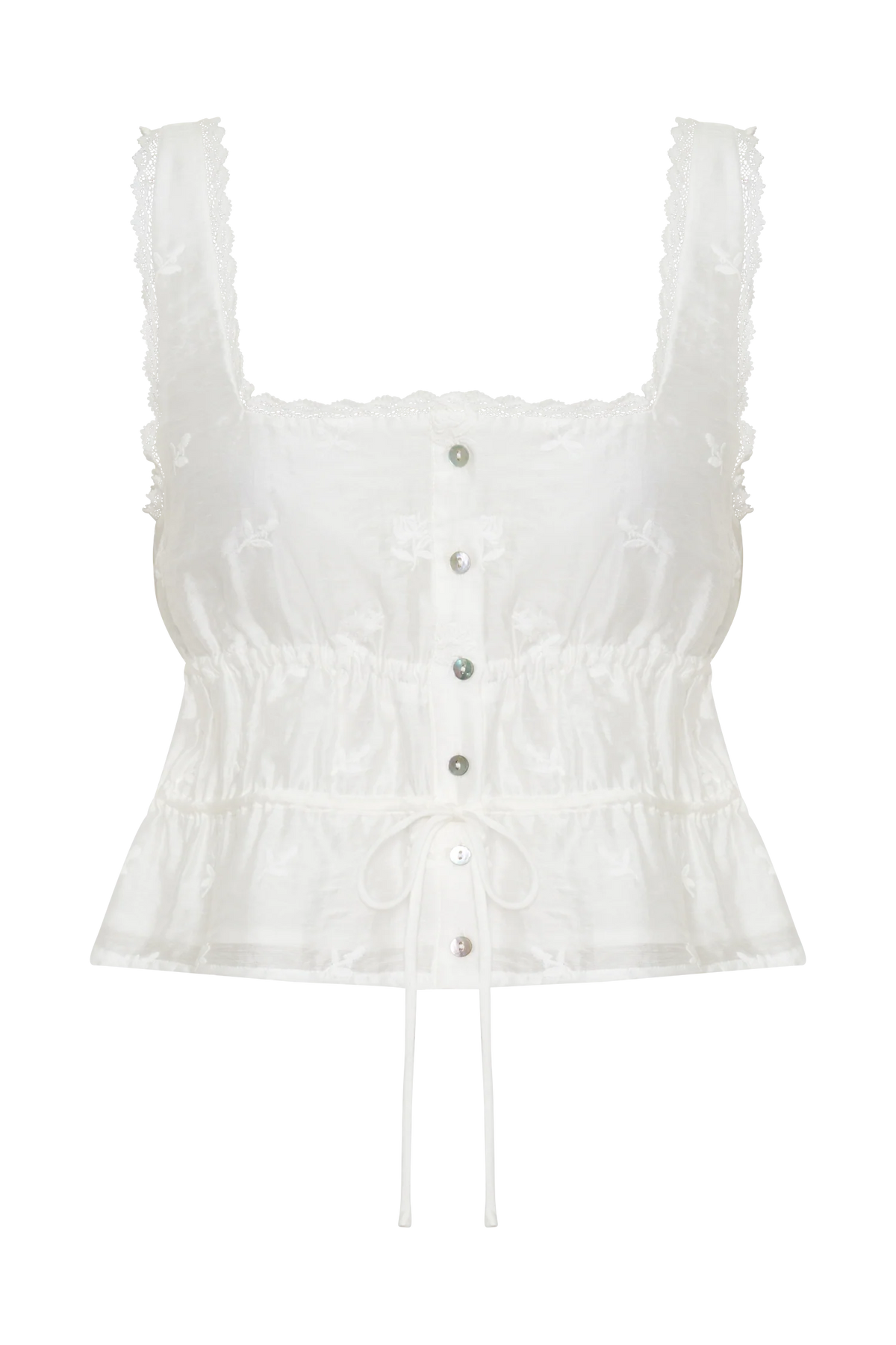 Vivian Embroidered Sleeveless Top - White