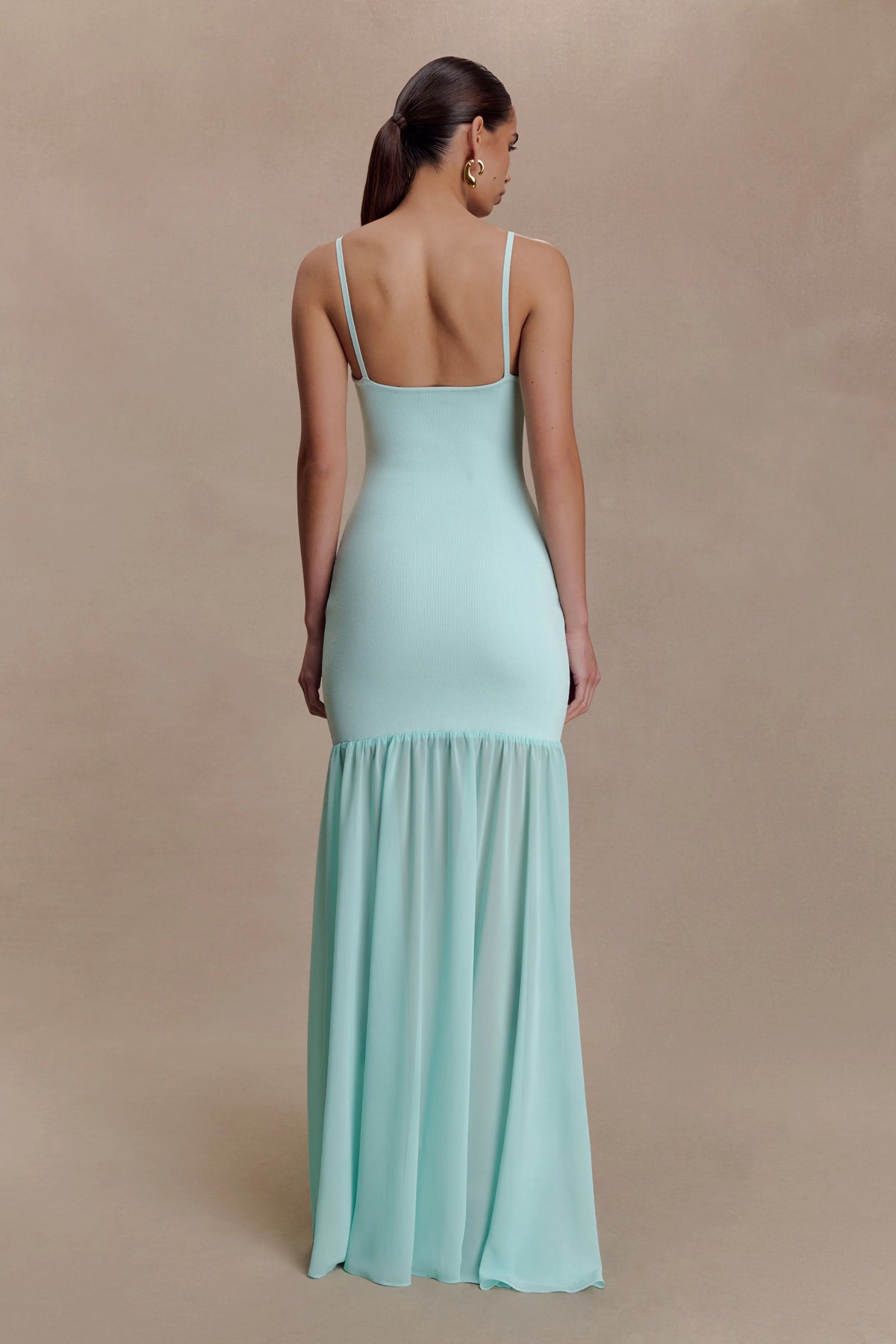 Deanne Bandage And Chiffon Knit Maxi Dress - Blue