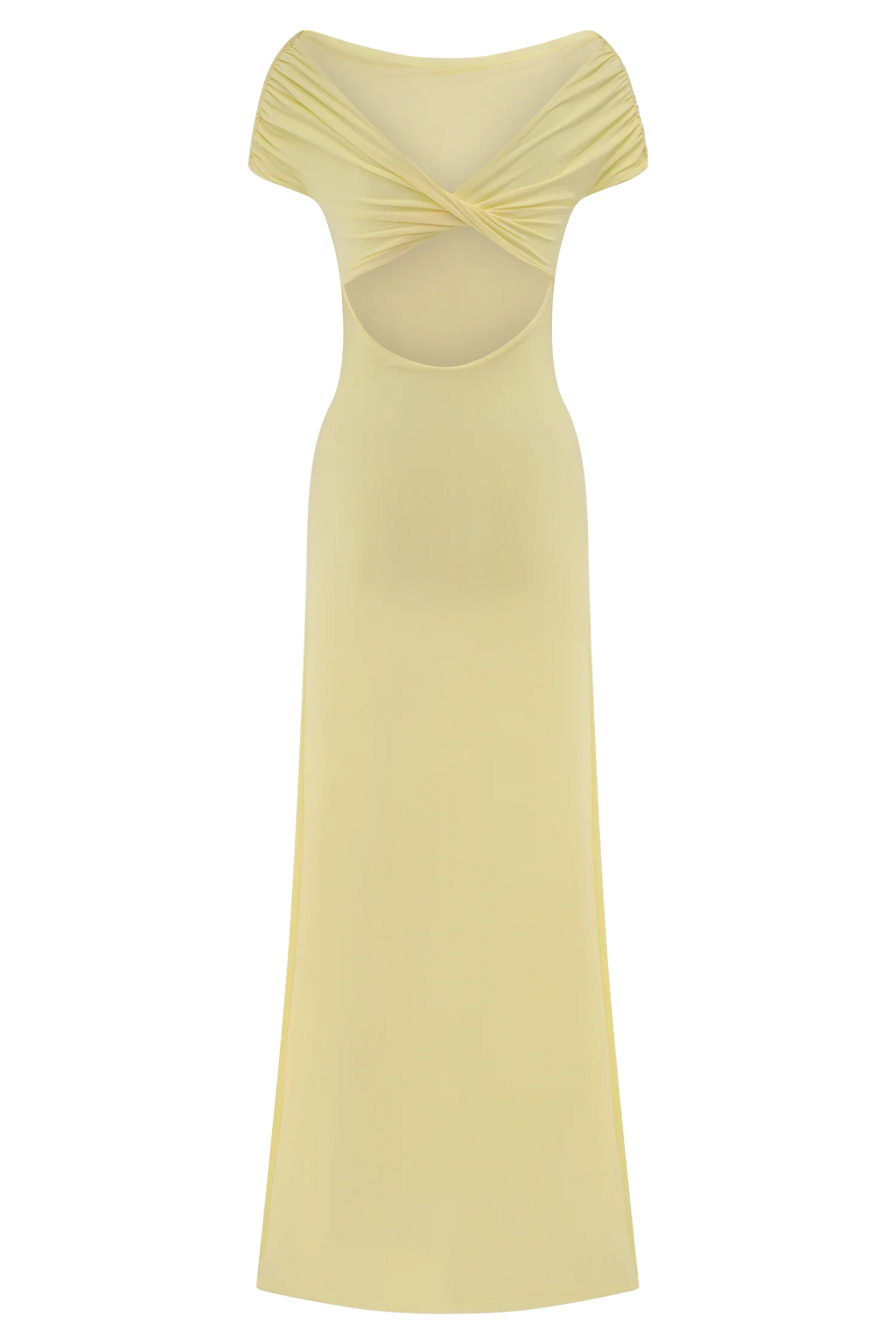 Imogen Off Shoulder Slinky Maxi Dress - Lemon