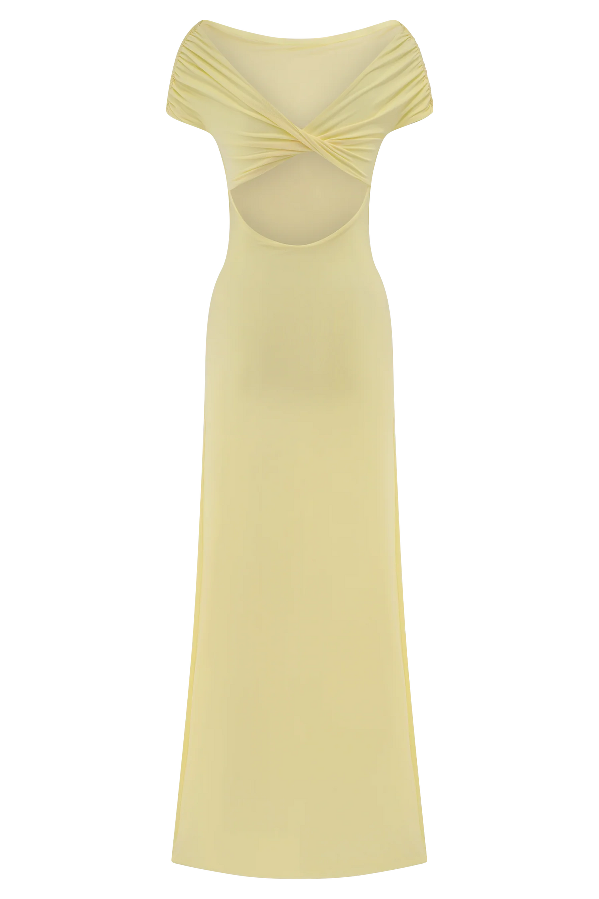 Imogen Off Shoulder Slinky Maxi Dress - Lemon