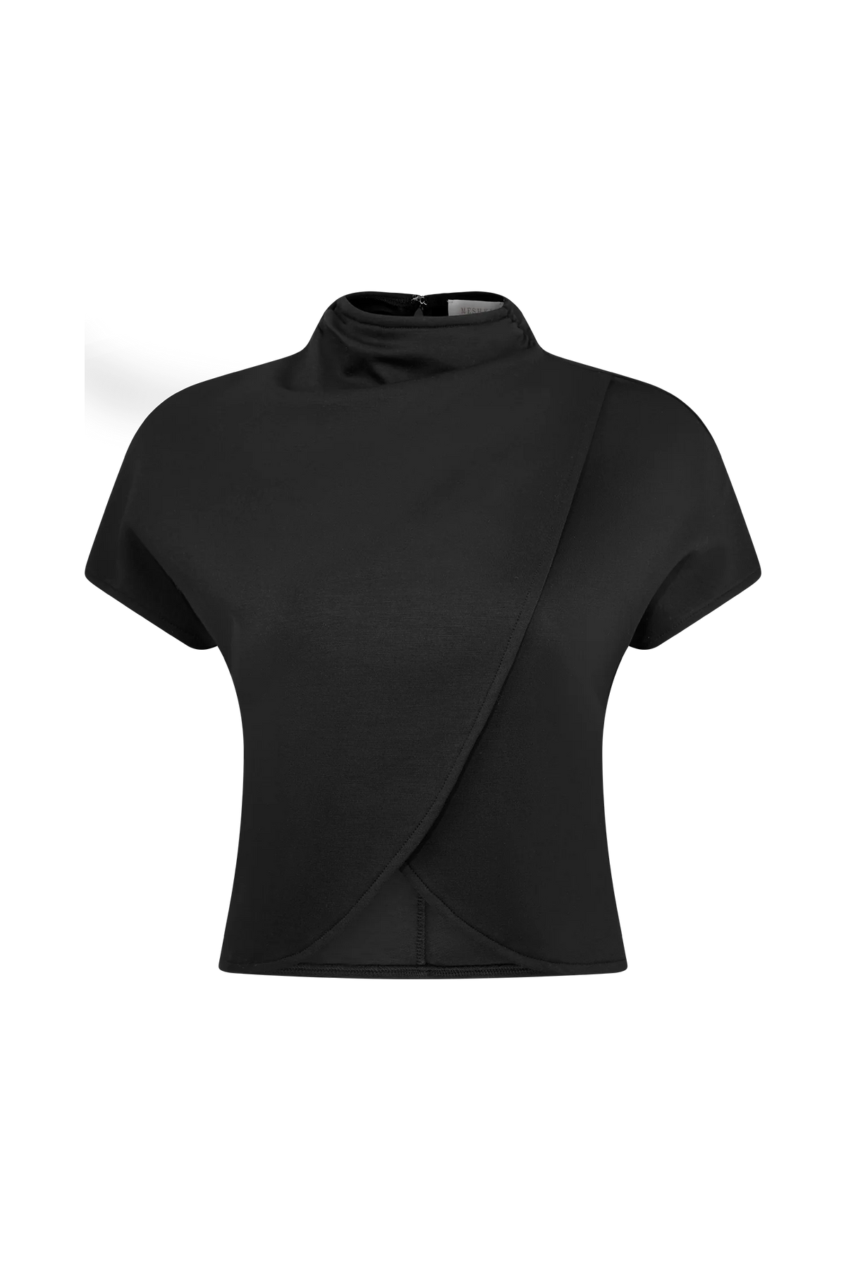 Eris High Neck Scuba Jersey Top - Black