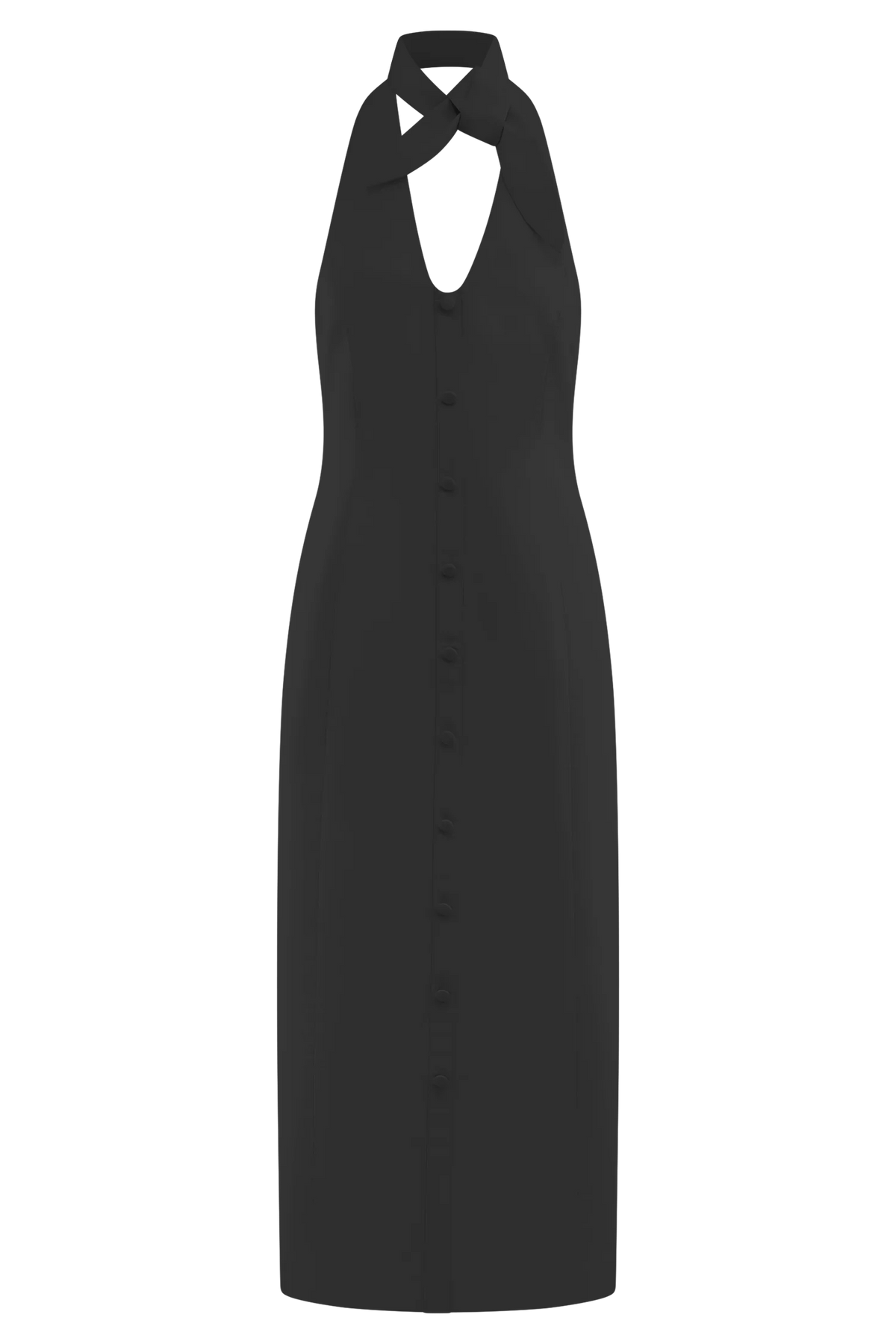 Simona Halter Neck Midi Dress - Black