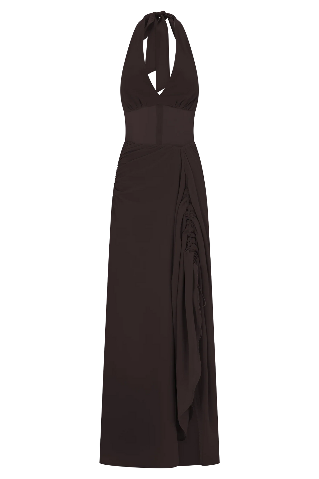 Jonna Chiffon And Mesh Maxi Dress - Dark Chocolate