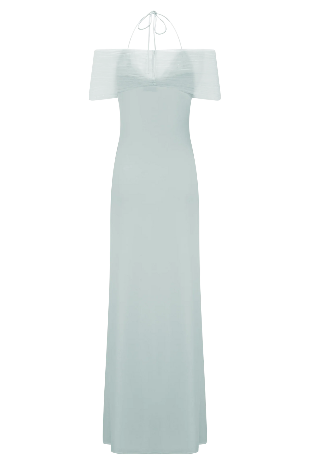 Bernadina Mesh And Slinky Halter Maxi Dress - Pale Blue