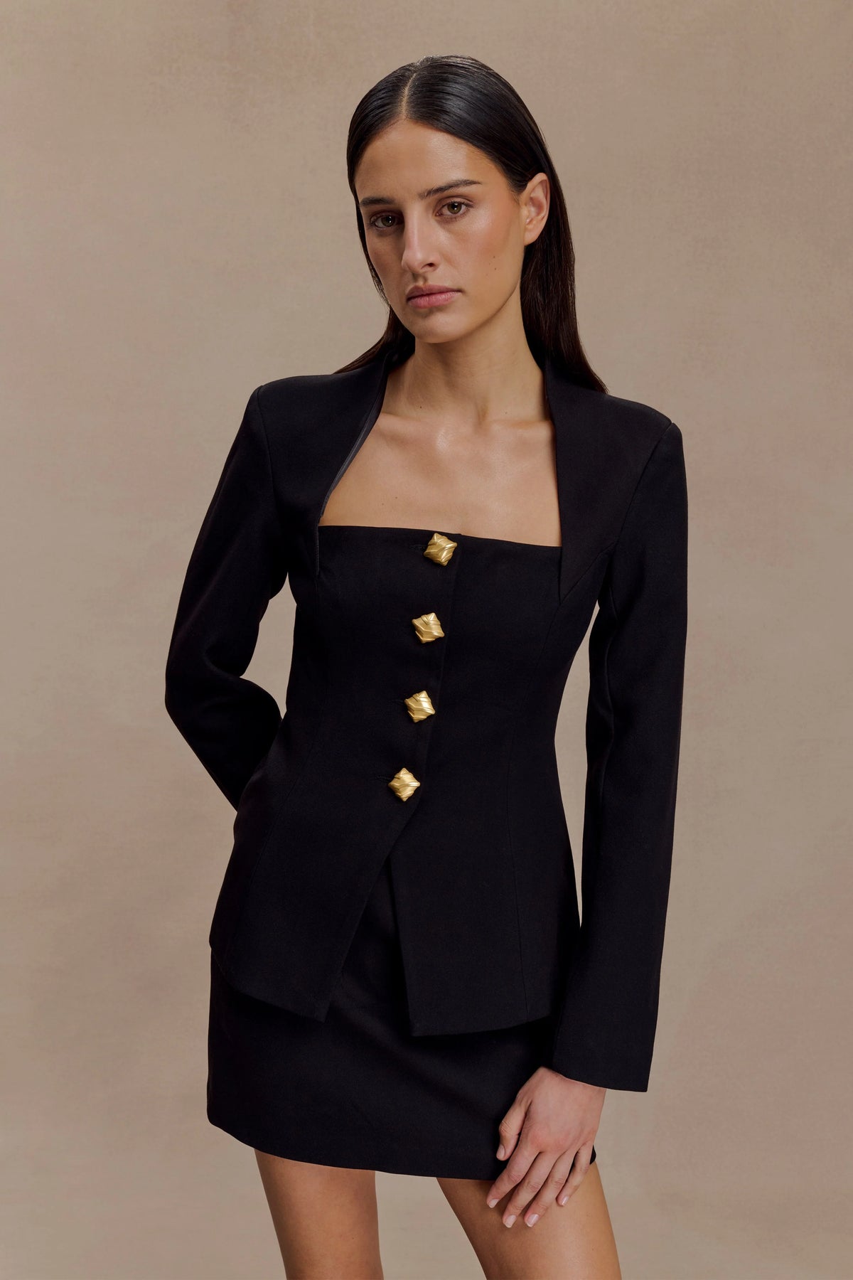 Gina Suiting Mini Skirt - Black