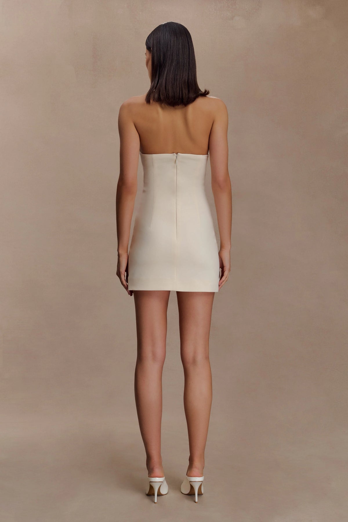 Christina Cross Over Mini Dress - Buttercream