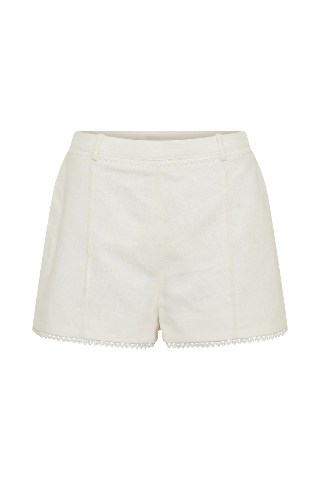Melody Linen Short With Lace - White