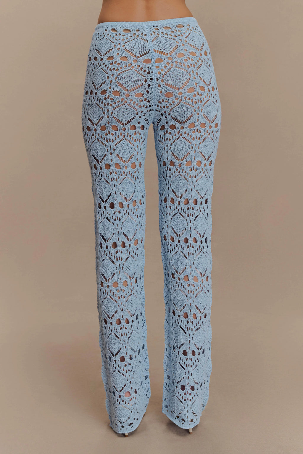 Trena Crochet Knit Pants - Sky Blue