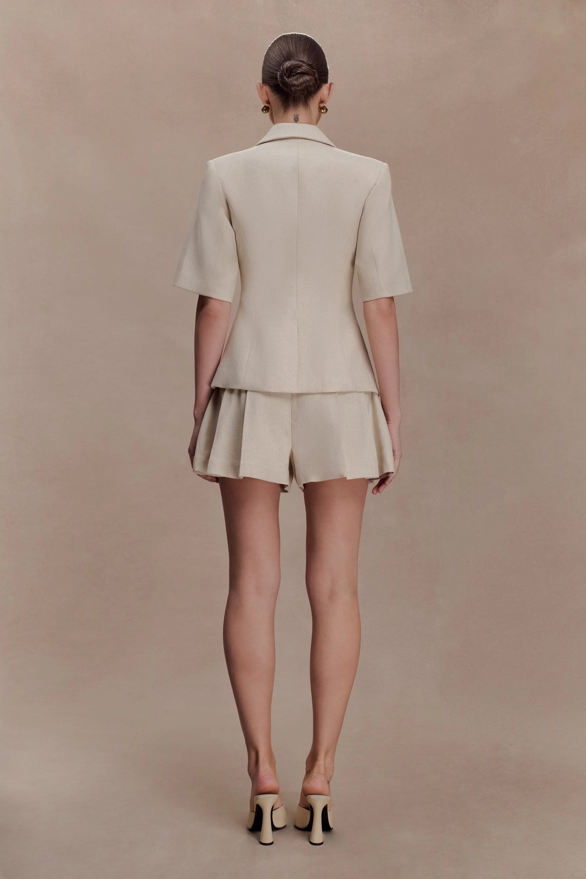 Martine Short Sleeve Linen Top - Natural
