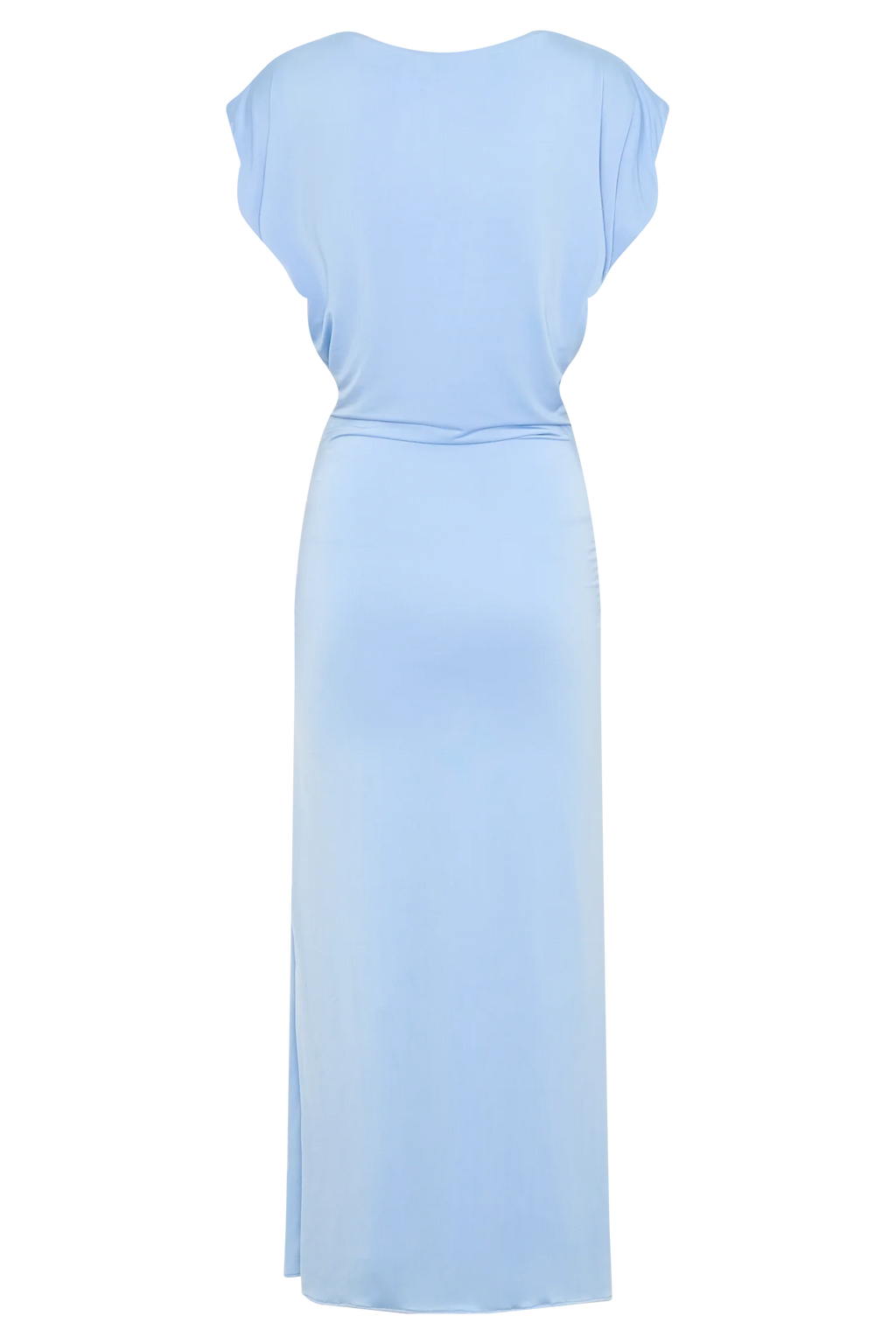 Maiara Shortsleeve Slinky Tie Maxi Dress - Sea Blue