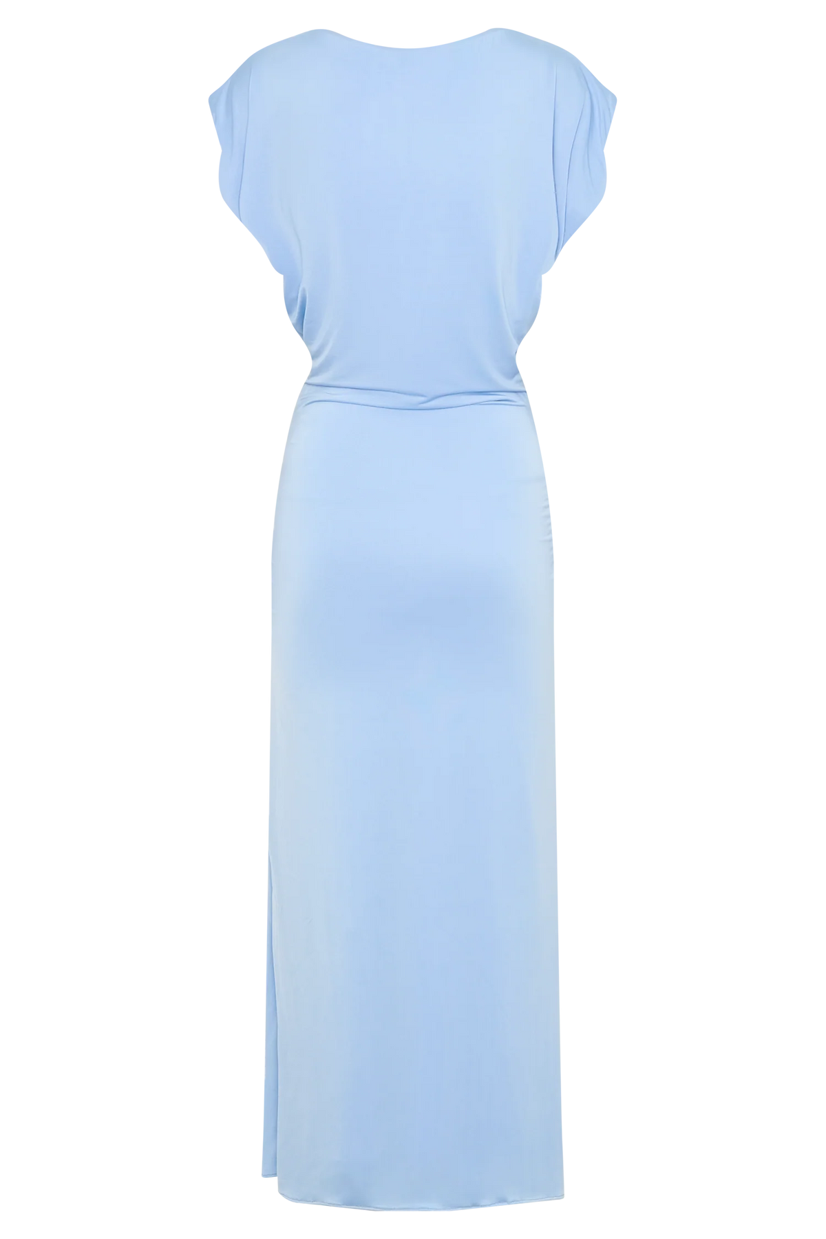 Maiara Shortsleeve Slinky Tie Maxi Dress - Sea Blue