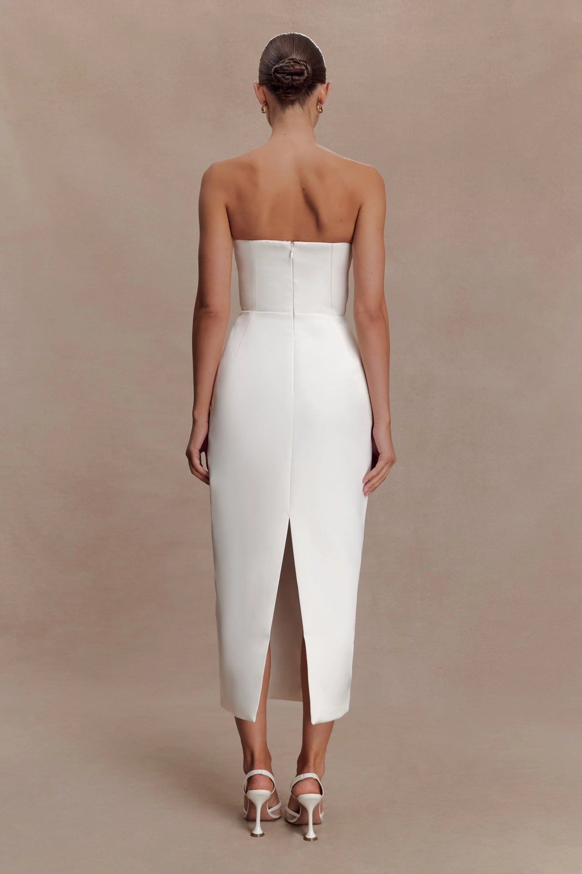 Ophelia Peplum Satin Maxi Dress - Ivory